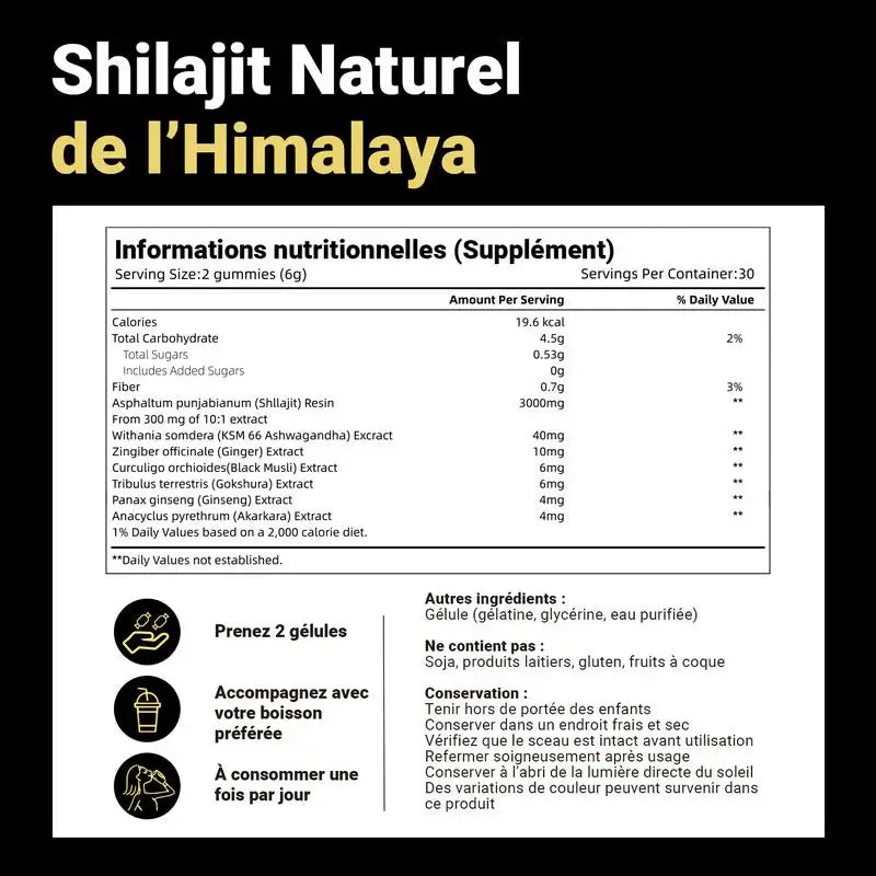 Gommes Énergétiques Shilajit de l'Himalaya ML